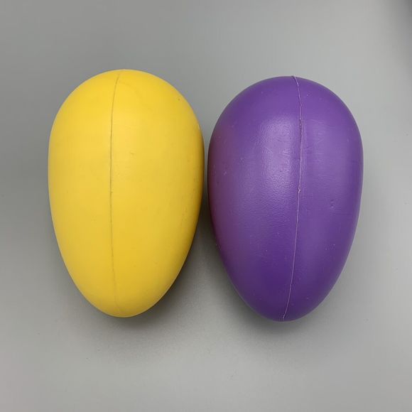 Pair of Plastic Blow Mold Easter Eggs 1 Yellow 1 Purple Yard Lawn Eggs 8" Hollow - Picture 7 of 12